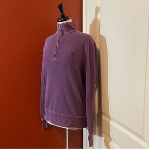 Burberry Brit Men’s Plum 1/4 Zip Mock Neck Pullover Elbow Patches Sweater